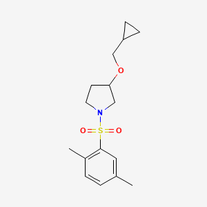 molecular formula C16H23NO3S B2653126 3-(Cyclopropylmethoxy)-1-((2,5-dimethylphenyl)sulfonyl)pyrrolidine CAS No. 2034608-01-8