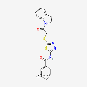 molecular formula C23H26N4O2S2 B2653136 N-(5-{[2-(2,3-dihydro-1H-indol-1-yl)-2-oxoethyl]sulfanyl}-1,3,4-thiadiazol-2-yl)adamantane-1-carboxamide CAS No. 392300-67-3