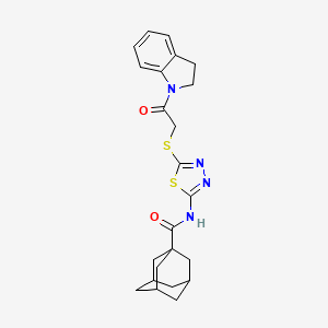 molecular formula C23H26N4O2S2 B2653136 N-[5-[2-(2,3-dihydroindol-1-yl)-2-oxoethyl]sulfanyl-1,3,4-thiadiazol-2-yl]adamantane-1-carboxamide CAS No. 392300-67-3