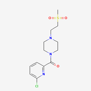 molecular formula C13H18ClN3O3S B2653137 (6-氯吡啶-2-基)-[4-(2-甲基磺酰乙基)哌嗪-1-基]甲酮 CAS No. 1436046-45-5