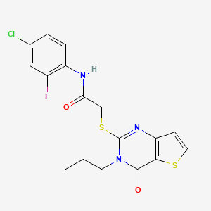 molecular formula C17H15ClFN3O2S2 B2653151 N-(4-chloro-2-fluorophenyl)-2-({4-oxo-3-propyl-3H,4H-thieno[3,2-d]pyrimidin-2-yl}sulfanyl)acetamide CAS No. 1252926-89-8