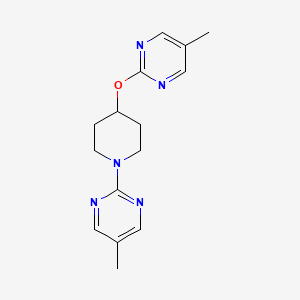 molecular formula C15H19N5O B2653154 5-Methyl-2-{4-[(5-methylpyrimidin-2-yl)oxy]piperidin-1-yl}pyrimidine CAS No. 2379975-64-9