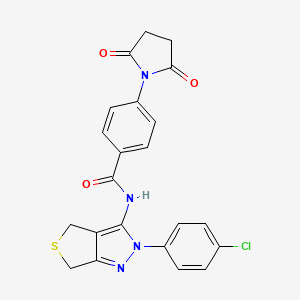 molecular formula C22H17ClN4O3S B2653158 N-(2-(4-chlorophenyl)-4,6-dihydro-2H-thieno[3,4-c]pyrazol-3-yl)-4-(2,5-dioxopyrrolidin-1-yl)benzamide CAS No. 361477-28-3