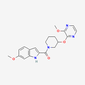 molecular formula C20H22N4O4 B2653179 (6-methoxy-1H-indol-2-yl)(3-((3-methoxypyrazin-2-yl)oxy)piperidin-1-yl)methanone CAS No. 2034500-81-5