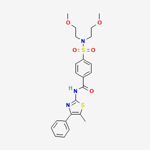 molecular formula C23H27N3O5S2 B2653187 4-[bis(2-methoxyethyl)sulfamoyl]-N-(5-methyl-4-phenyl-1,3-thiazol-2-yl)benzamide CAS No. 391221-20-8