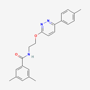 molecular formula C22H23N3O2 B2653201 3,5-dimethyl-N-(2-((6-(p-tolyl)pyridazin-3-yl)oxy)ethyl)benzamide CAS No. 1004665-53-5