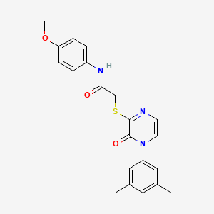 molecular formula C21H21N3O3S B2653237 2-{[4-(3,5-dimethylphenyl)-3-oxo-3,4-dihydropyrazin-2-yl]sulfanyl}-N-(4-methoxyphenyl)acetamide CAS No. 895108-76-6