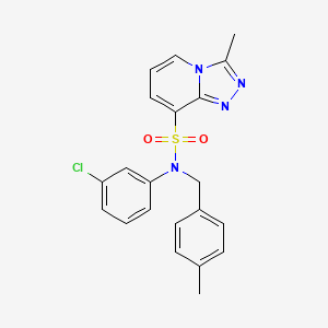 molecular formula C21H19ClN4O2S B2653241 N-(3-chlorophenyl)-3-methyl-N-[(4-methylphenyl)methyl]-[1,2,4]triazolo[4,3-a]pyridine-8-sulfonamide CAS No. 1251606-30-0