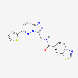 molecular formula C18H12N6OS2 B2653273 N-((6-(thiophen-2-yl)-[1,2,4]triazolo[4,3-b]pyridazin-3-yl)methyl)benzo[d]thiazole-6-carboxamide CAS No. 1903515-59-2