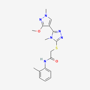 molecular formula C17H20N6O2S B2653278 2-((5-(3-甲氧基-1-甲基-1H-吡唑-4-基)-4-甲基-4H-1,2,4-三唑-3-基)硫代)-N-(邻甲苯基)乙酰胺 CAS No. 1013776-87-8