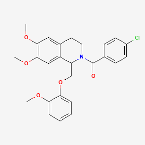 (4-chlorophenyl)(6,7-dimethoxy-1-((2-methoxyphenoxy)methyl)-3,4-dihydroisoquinolin-2(1H)-yl)methanone