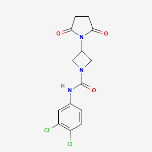 molecular formula C14H13Cl2N3O3 B2653297 N-(3,4-dichlorophenyl)-3-(2,5-dioxopyrrolidin-1-yl)azetidine-1-carboxamide CAS No. 1795303-77-3