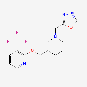 molecular formula C15H17F3N4O2 B2653319 2-({1-[(1,3,4-Oxadiazol-2-yl)methyl]piperidin-3-yl}methoxy)-3-(trifluoromethyl)pyridine CAS No. 2380034-44-4