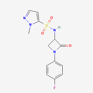 molecular formula C13H13FN4O3S B2653323 N-[1-(4-fluorophenyl)-2-oxoazetidin-3-yl]-1-methyl-1H-pyrazole-5-sulfonamide CAS No. 1825326-13-3