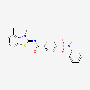 molecular formula C23H21N3O3S2 B2653330 N-[(2Z)-3,4-dimethyl-2,3-dihydro-1,3-benzothiazol-2-ylidene]-4-[methyl(phenyl)sulfamoyl]benzamide CAS No. 850911-03-4