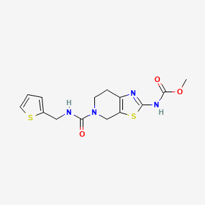 molecular formula C14H16N4O3S2 B2653353 Methyl (5-((thiophen-2-ylmethyl)carbamoyl)-4,5,6,7-tetrahydrothiazolo[5,4-c]pyridin-2-yl)carbamate CAS No. 1421454-27-4