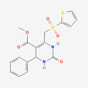 molecular formula C17H16N2O5S2 B2653358 Methyl 2-oxo-4-phenyl-6-[(thiophene-2-sulfonyl)methyl]-1,2,3,4-tetrahydropyrimidine-5-carboxylate CAS No. 899971-95-0