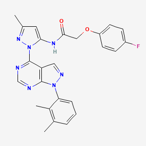 molecular formula C25H22FN7O2 B2653436 N-{1-[1-(2,3-dimethylphenyl)-1H-pyrazolo[3,4-d]pyrimidin-4-yl]-3-methyl-1H-pyrazol-5-yl}-2-(4-fluorophenoxy)acetamide CAS No. 1005715-57-0