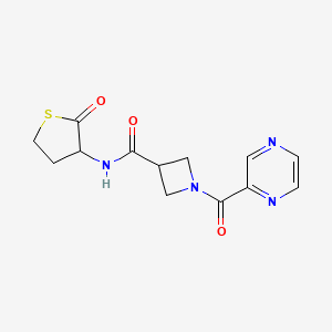 molecular formula C13H14N4O3S B2653508 N-(2-oxothiolan-3-yl)-1-(pyrazine-2-carbonyl)azetidine-3-carboxamide CAS No. 1396874-86-4