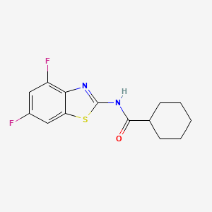 molecular formula C14H14F2N2OS B2653518 N-(4,6-difluoro-1,3-benzothiazol-2-yl)cyclohexanecarboxamide CAS No. 868368-67-6