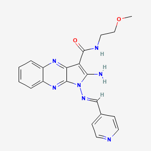 (E)-2-amino-N-(2-methoxyethyl)-1-((pyridin-4-ylmethylene)amino)-1H-pyrrolo[2,3-b]quinoxaline-3-carboxamide