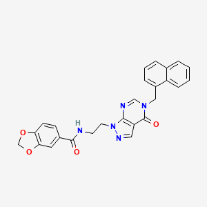 molecular formula C26H21N5O4 B2653536 N-(2-(5-(naphthalen-1-ylmethyl)-4-oxo-4,5-dihydro-1H-pyrazolo[3,4-d]pyrimidin-1-yl)ethyl)benzo[d][1,3]dioxole-5-carboxamide CAS No. 922847-71-0