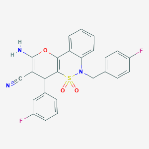 2-Amino-6-(4-fluorobenzyl)-4-(3-fluorophenyl)-4,6-dihydropyrano[3,2-c][2,1]benzothiazine-3-carbonitrile 5,5-dioxide
