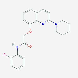 molecular formula C22H22FN3O2 B2653543 N-(2-fluorophenyl)-2-((2-(piperidin-1-yl)quinolin-8-yl)oxy)acetamide CAS No. 921536-73-4