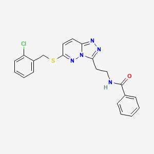 molecular formula C21H18ClN5OS B2653553 N-(2-(6-((2-chlorobenzyl)thio)-[1,2,4]triazolo[4,3-b]pyridazin-3-yl)ethyl)benzamide CAS No. 872994-36-0