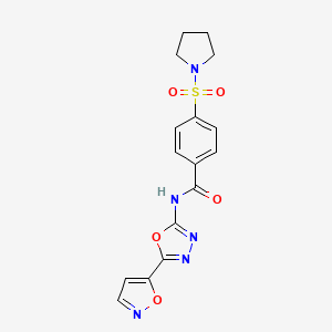 N-(5-(isoxazol-5-yl)-1,3,4-oxadiazol-2-yl)-4-(pyrrolidin-1-ylsulfonyl)benzamide