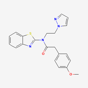 molecular formula C21H20N4O2S B2653558 N-(1,3-benzothiazol-2-yl)-2-(4-methoxyphenyl)-N-[2-(1H-pyrazol-1-yl)ethyl]acetamide CAS No. 1172541-96-6
