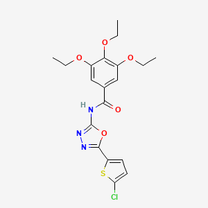 molecular formula C19H20ClN3O5S B2653560 N-[5-(5-chlorothiophen-2-yl)-1,3,4-oxadiazol-2-yl]-3,4,5-triethoxybenzamide CAS No. 941892-37-1