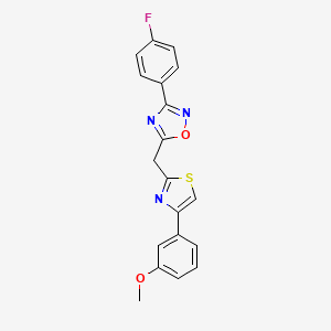 3-(4-Fluorophenyl)-5-((4-(3-methoxyphenyl)thiazol-2-yl)methyl)-1,2,4-oxadiazole