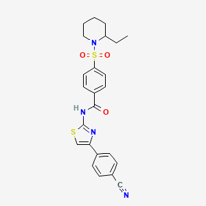 molecular formula C24H24N4O3S2 B2653572 N-(4-(4-cyanophenyl)thiazol-2-yl)-4-((2-ethylpiperidin-1-yl)sulfonyl)benzamide CAS No. 864939-56-0