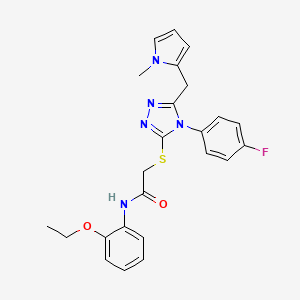 molecular formula C24H24FN5O2S B2653589 N-(2-ethoxyphenyl)-2-{[4-(4-fluorophenyl)-5-[(1-methyl-1H-pyrrol-2-yl)methyl]-4H-1,2,4-triazol-3-yl]sulfanyl}acetamide CAS No. 847393-85-5