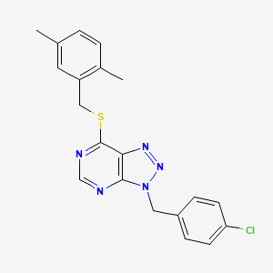 3-[(4-Chlorophenyl)methyl]-7-[(2,5-dimethylphenyl)methylsulfanyl]triazolo[4,5-d]pyrimidine