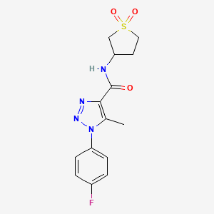 molecular formula C14H15FN4O3S B2653595 N-(1,1-dioxidotetrahydrothiophen-3-yl)-1-(4-fluorophenyl)-5-methyl-1H-1,2,3-triazole-4-carboxamide CAS No. 924825-00-3