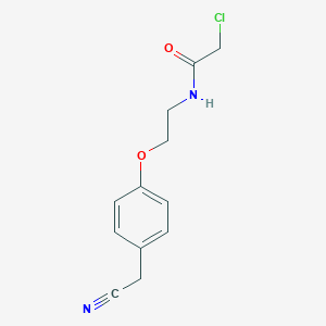molecular formula C12H13ClN2O2 B2653599 2-Chloro-N-[2-[4-(cyanomethyl)phenoxy]ethyl]acetamide CAS No. 2411235-38-4