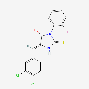 molecular formula C16H9Cl2FN2OS B2653600 5-(3,4-Dichlorobenzylidene)-3-(2-fluorophenyl)-2-thioxoimidazolidin-4-one CAS No. 722465-80-7