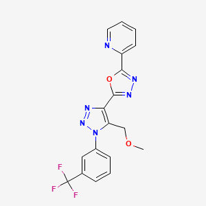 molecular formula C18H13F3N6O2 B2653613 2-(5-(methoxymethyl)-1-(3-(trifluoromethyl)phenyl)-1H-1,2,3-triazol-4-yl)-5-(pyridin-2-yl)-1,3,4-oxadiazole CAS No. 1081146-86-2