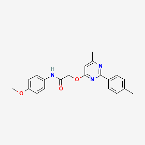 molecular formula C21H21N3O3 B2653615 N-(4-甲氧基苯基)-2-{[6-甲基-2-(4-甲基苯基)嘧啶-4-基]氧基}乙酰胺 CAS No. 1113107-79-1
