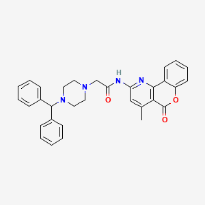 molecular formula C32H30N4O3 B2653616 2-(4-benzhydrylpiperazin-1-yl)-N-(4-methyl-5-oxo-5H-chromeno[4,3-b]pyridin-2-yl)acetamide CAS No. 868966-18-1