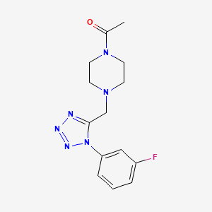 molecular formula C14H17FN6O B2653621 1-(4-((1-(3-氟苯基)-1H-四唑-5-基)甲基)哌嗪-1-基)乙酮 CAS No. 1049405-32-4