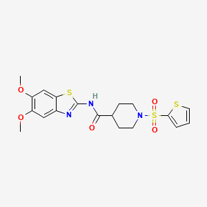 molecular formula C19H21N3O5S3 B2653624 N-(5,6-dimethoxy-1,3-benzothiazol-2-yl)-1-(thiophene-2-sulfonyl)piperidine-4-carboxamide CAS No. 941941-73-7
