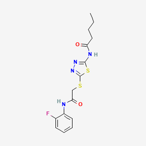 N-(5-((2-((2-fluorophenyl)amino)-2-oxoethyl)thio)-1,3,4-thiadiazol-2-yl)pentanamide
