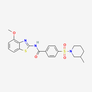 molecular formula C21H23N3O4S2 B2653654 N-(4-methoxy-1,3-benzothiazol-2-yl)-4-[(3-methylpiperidin-1-yl)sulfonyl]benzamide CAS No. 500149-31-5