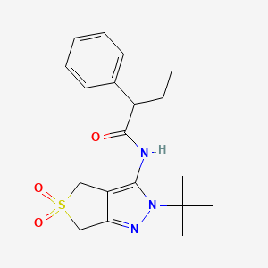 molecular formula C19H25N3O3S B2653655 N-(2-(tert-butyl)-5,5-dioxido-4,6-dihydro-2H-thieno[3,4-c]pyrazol-3-yl)-2-phenylbutanamide CAS No. 449784-69-4