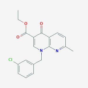 molecular formula C19H17ClN2O3 B2653663 ETHYL 1-[(3-CHLOROPHENYL)METHYL]-7-METHYL-4-OXO-1,4-DIHYDRO-1,8-NAPHTHYRIDINE-3-CARBOXYLATE CAS No. 941955-60-8
