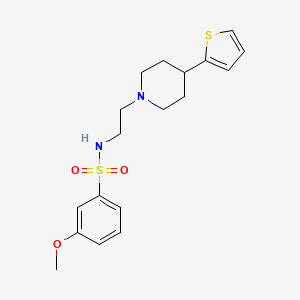 molecular formula C18H24N2O3S2 B2653688 3-methoxy-N-(2-(4-(thiophen-2-yl)piperidin-1-yl)ethyl)benzenesulfonamide CAS No. 1428351-56-7