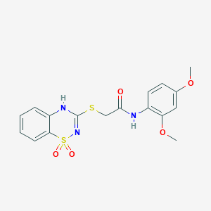 molecular formula C17H17N3O5S2 B2653689 N-(2,4-dimethoxyphenyl)-2-[(1,1-dioxo-4H-1lambda6,2,4-benzothiadiazin-3-yl)sulfanyl]acetamide CAS No. 886954-89-8